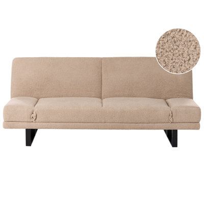 Beliani Sofa Bed 2 Seater York Boucle Sand Beige from B&Q