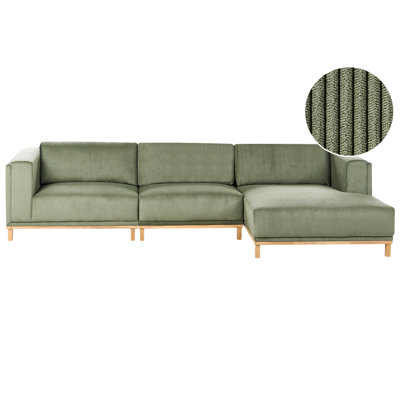 Beliani Corner Sofa 5 Seater Veng Corduroy Green Left Hand from B&Q