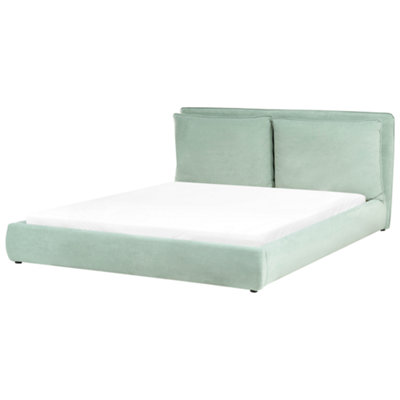 Beliani Waterbed Velvet Bajonna 180 X 200 Cm (Eu Super King) Mint Green from B&Q