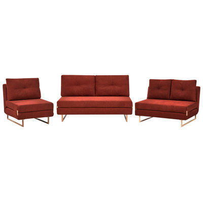 Beliani Living Room Set 6 Seater Jerslev Fabric Red from B&Q