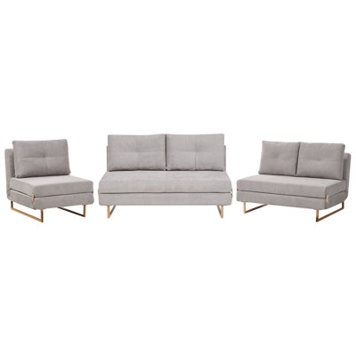 Beliani Living Room Set 6 Seater Jerslev Fabric Grey from B&Q
