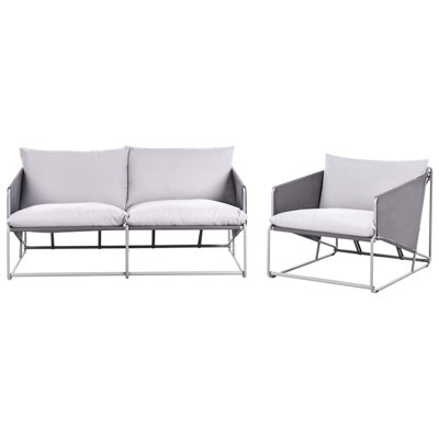 Beliani Garden Sofa Set 3 Seater Ponte Grey Metal