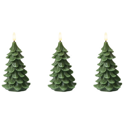 Beliani Set Of 3 Led Candles Veloura Christmas Tree 16 Cm Green from B&Q