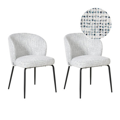 B&Q -  Set Of 2 Dining Chairs Zana Fabric White/ Blue