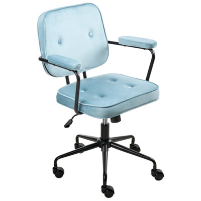 B&Q -  Desk Chair Pawnee Velvet Light Blue