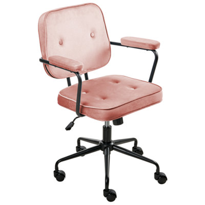 B&Q -   Desk Chair Pawnee Velvet Pink