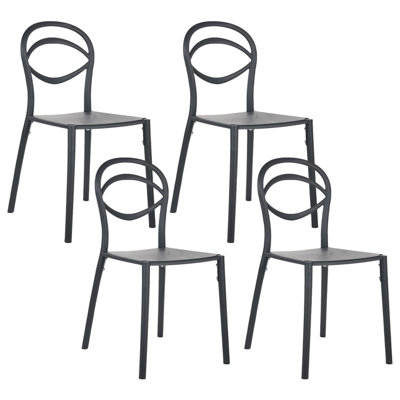 Beliani Set Of 4 Garden Chairs Covolo Black