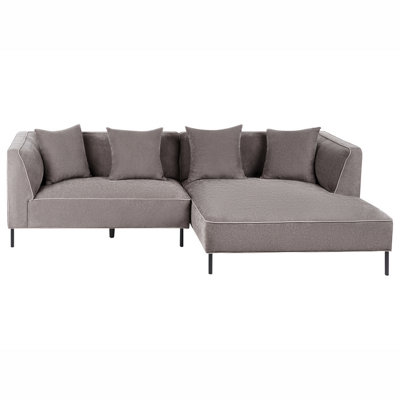 Beliani Corner Sofa 3 Seater Sater Chenille Taupe Left Hand from B&Q