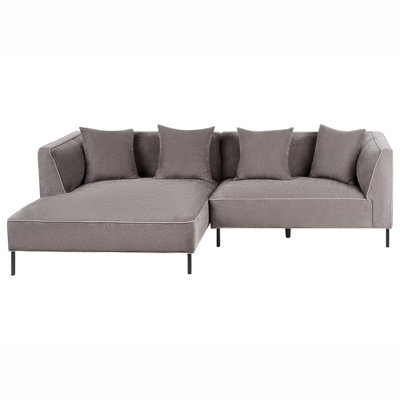 Beliani Corner Sofa 3 Seater Sater Chenille Taupe Right Hand from B&Q