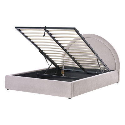 Beliani Ottoman Bed Mouzon Chenille Taupe 140 X 200 Cm (Eu Double) from B&Q