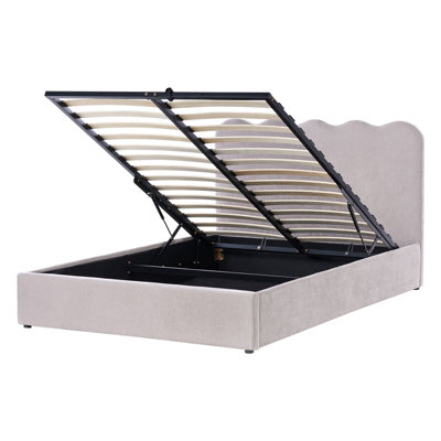 Beliani Ottoman Bed Nanterre Chenille Taupe 140 X 200 Cm (Eu Double) from B&Q
