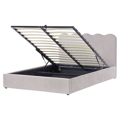 Beliani Ottoman Bed Nanterre Chenille Taupe 160 X 200 Cm (Eu King Size) from B&Q