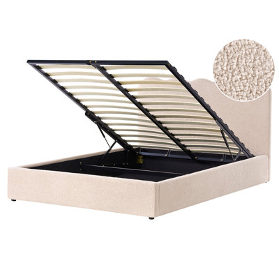 Beliani Ottoman Bed Nanterre Boucle Beige 160 X 200 Cm (Eu King Size) from B&Q