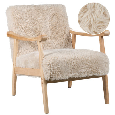 Beliani Armchair Leknes Faux Fur Light Beige from B&Q