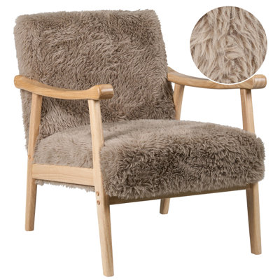 Beliani Armchair Leknes Faux Fur Taupe from B&Q