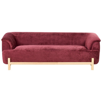 Beliani Sofa 3 Seater Alnor Chenille Burgundy from B&Q