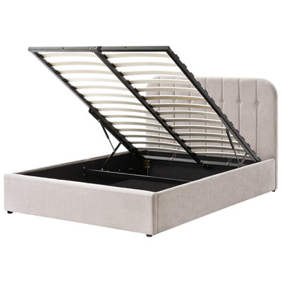 Beliani Ottoman Bed Challans Chenille Taupe 140 X 200 Cm (Eu Double) from B&Q