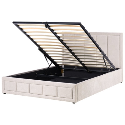 Beliani Ottoman Bed Quiberon Chenille Taupe 160 X 200 Cm (Eu King Size) from B&Q