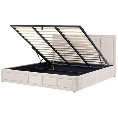 Beliani Ottoman Bed Quiberon Chenille Taupe 180 X 200 Cm (Eu Super King) from B&Q