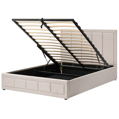 Beliani Ottoman Bed Quiberon Fabric Beige 140 X 200 Cm (Eu Double) from B&Q