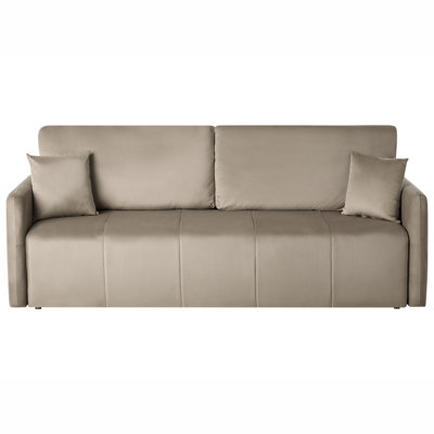 Beliani Sofa Bed 3 Seater Egge Velvet Taupe from B&Q