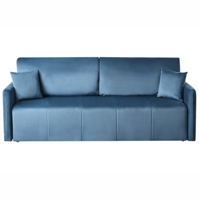 Beliani Sofa Bed 3 Seater Egge Velvet Blue from B&Q