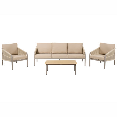 B&Q -  Garden Lounge Set With Table 5 Seater Murato Metal Beige