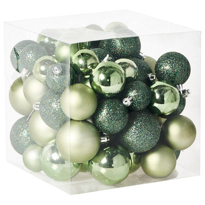 B&Q -   Set Of 60 Baubles Tyin Green