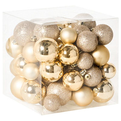 B&Q -   Set Of 60 Baubles Tyin Gold