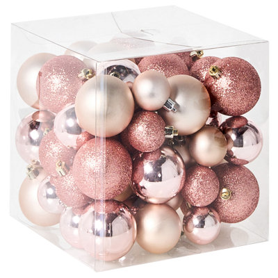 B&Q -   Set Of 60 Baubles Tyin Pink