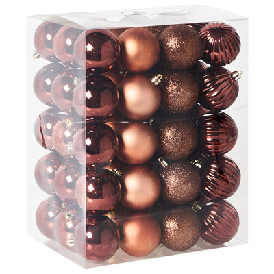 B&Q -  Set Of 60 Baubles Isojarvi Brown