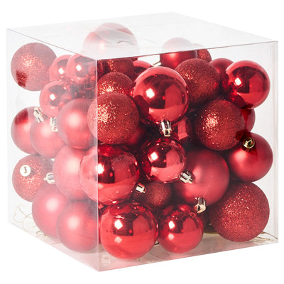 B&Q -   Set Of 60 Baubles Tyin Red