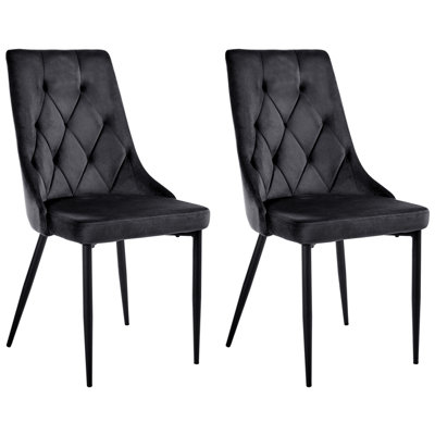 B&Q -  Set Of 2 Dining Chairs Avenir Velvet Black
