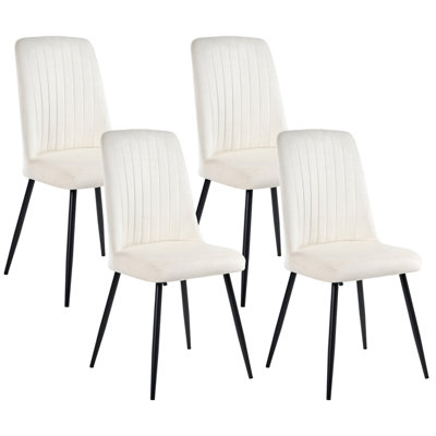 B&Q -  Set Of 4 Dining Chairs Kirby Velvet Off-White
