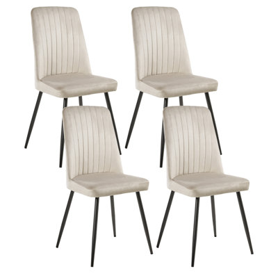 B&Q -  Set Of 4 Dining Chairs Kirby Velvet Beige