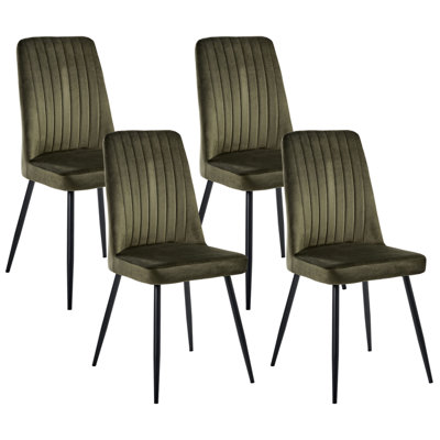 B&Q -  Set Of 4 Dining Chairs Kirby Velvet Dark Green