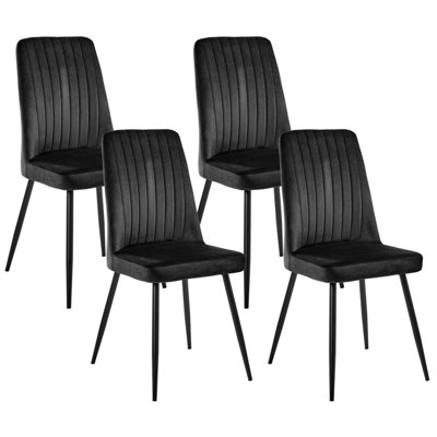 B&Q -  Set Of 4 Dining Chairs Kirby Velvet Black