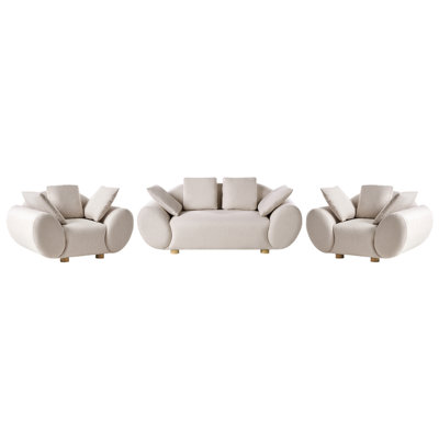 Beliani Living Room Set 4 Seater Ringel Fabric Light Beige from B&Q