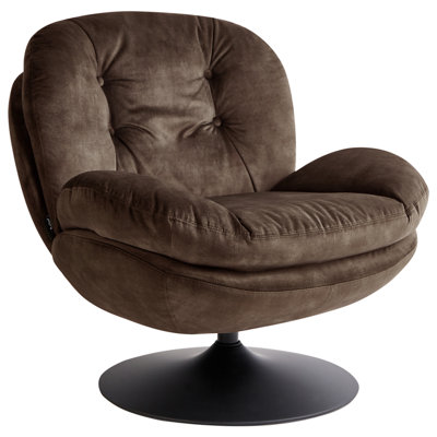 Beliani Swivel Armchair Nolvik Velvet Dark Brown from B&Q