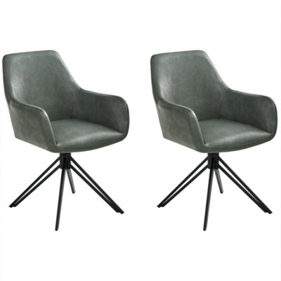 B&Q -  Set Of 2 Dining Chairs Sansarc Faux Leather Dark Green
