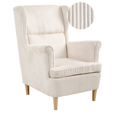B&Q -  Wingback Chair Abson Corduroy Light Beige