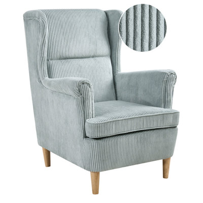 Beliani Light/Blue Wingback Chair Abson Corduroy