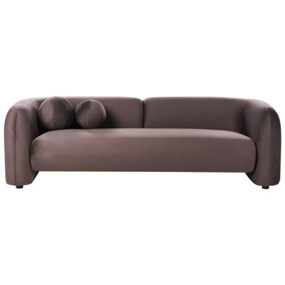 Beliani Sofa 3 Seater Leiren Velvet Dark Brown from B&Q