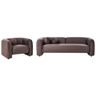 Beliani Living Room Set 4 Seater Leiren Velvet Dark Brown from B&Q