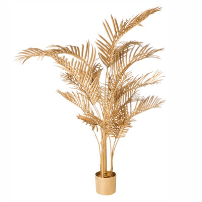 Beliani Artificial Plant Areca Palm 160 Cm Gold B&Q