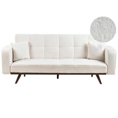 Beliani Sofa Bed 3 Seater Hjulby Boucle Off-White from B&Q