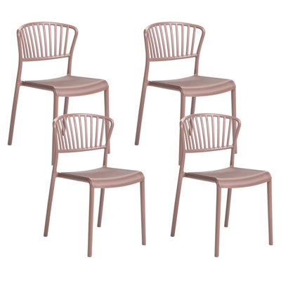 Beliani Set Of 4 Garden Chairs Gela Brown