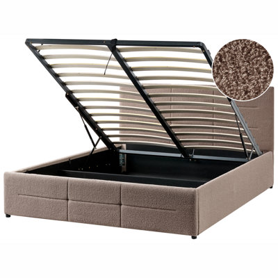Beliani Ottoman Bed Boucle Massognes 140 X 200 Cm Taupe from B&Q