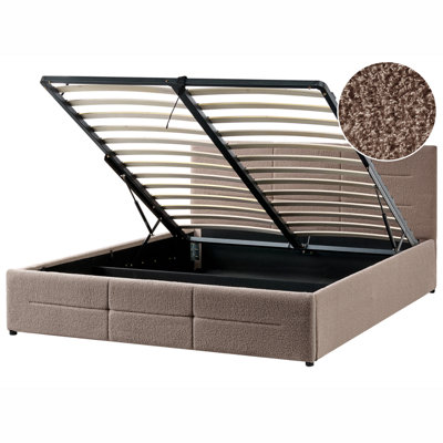 Beliani Ottoman Bed Boucle Massognes 160 X 200 Cm Taupe from B&Q