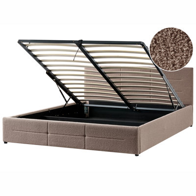 Beliani Ottoman Bed Boucle Massognes 180 X 200 Cm Taupe from B&Q